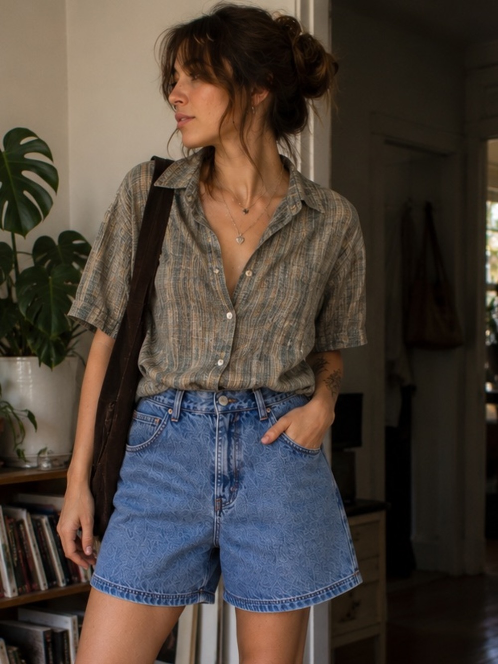 Vintage 90s High-Rise Denim Shorts - Cotton Mom Jean